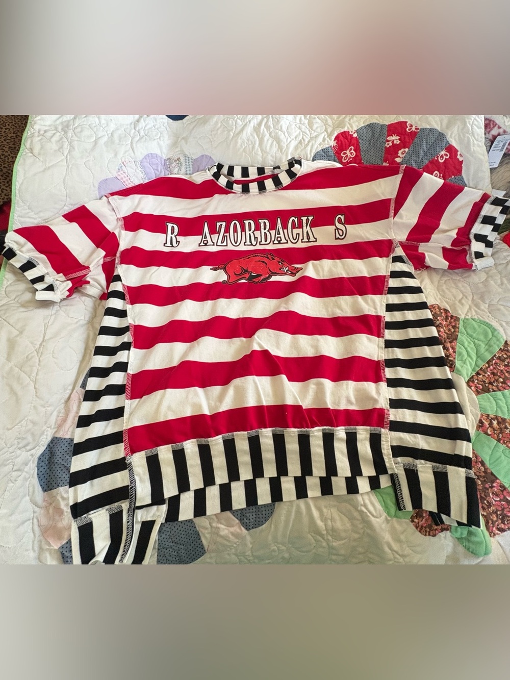 Arkansas Razorback Striped Short Sleeve Tee - Red & White